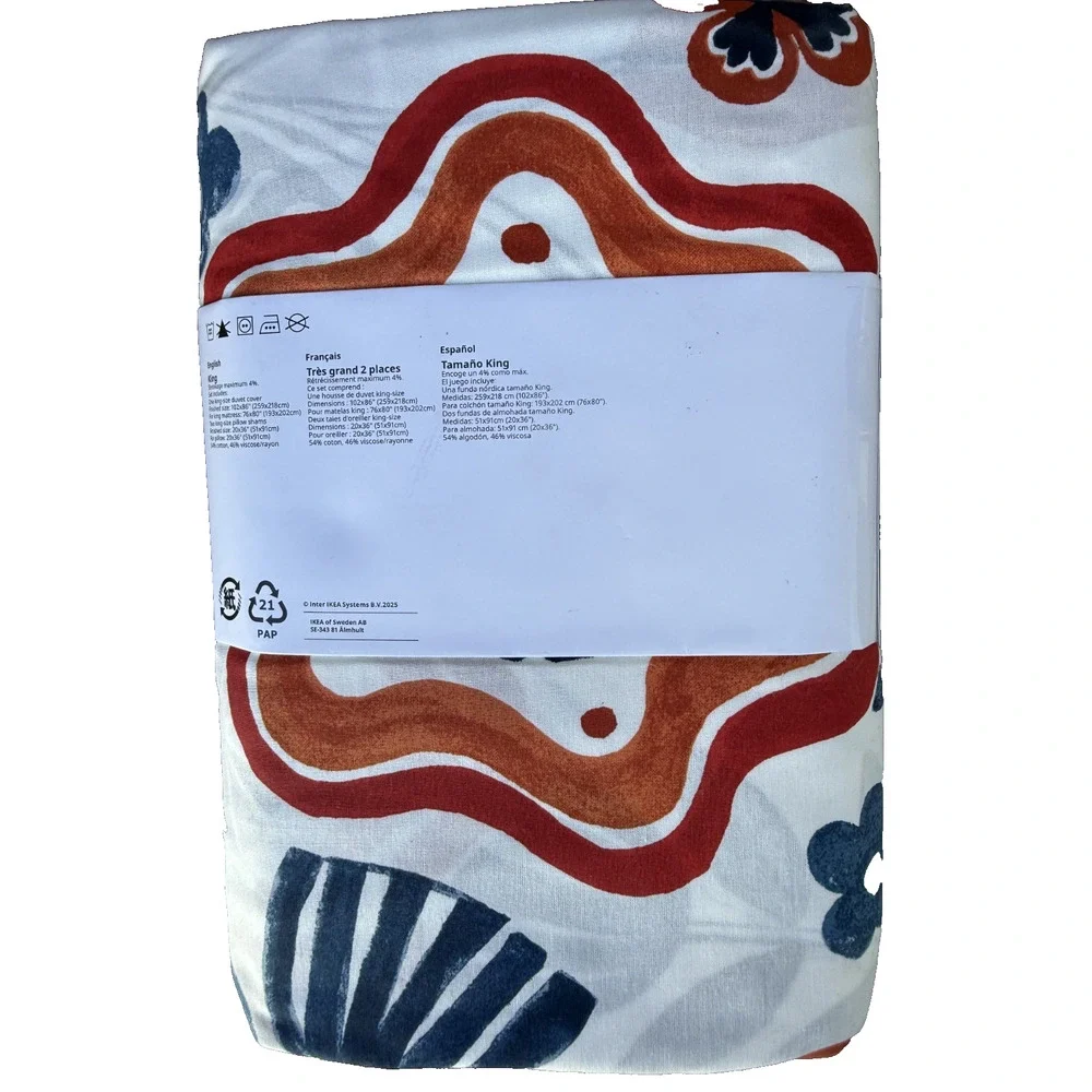 IKEA KANONVISA Duvet Cover & Pillowcase Set White/Multi Floral 106.140.46-NEW